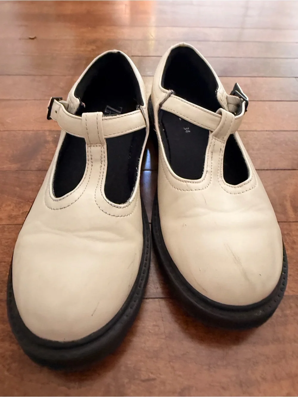 ZARA Cream T-Strap Mary Jane Loafers